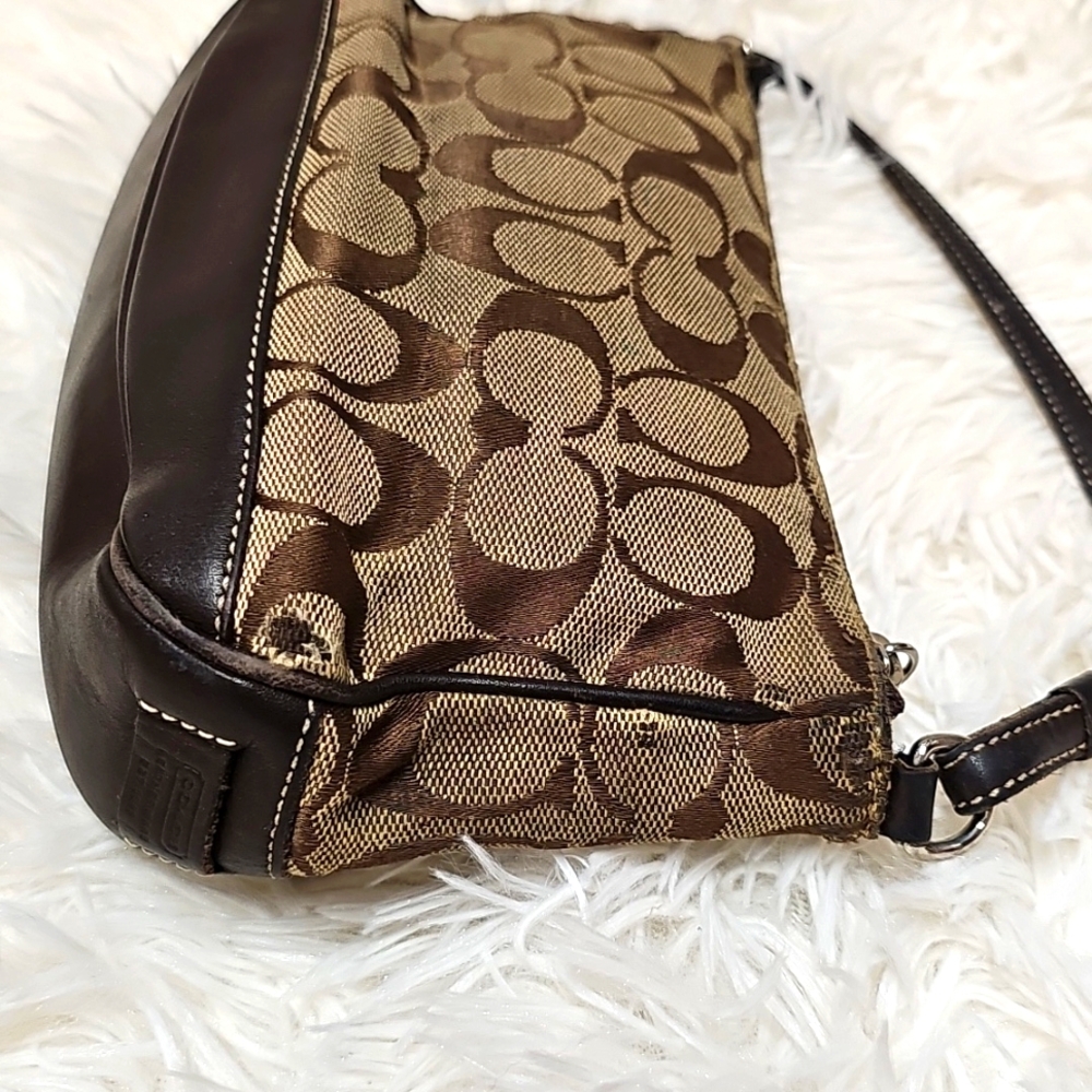 Coach Bags Signature Jacquard Canvas Leather Demi Shoulder Hand Bag - Picture 6 of 16